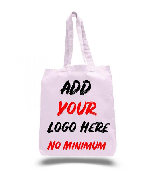 Large Custom Cotton Tote Bag with Logo No Minimum