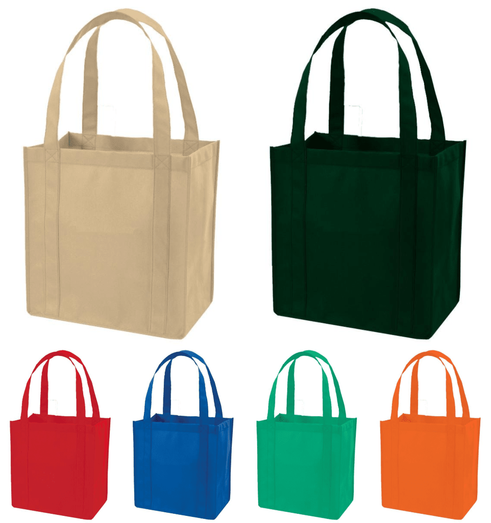 Non Woven Grocery Tote Bag 8 x 4 x 10 + 4 White