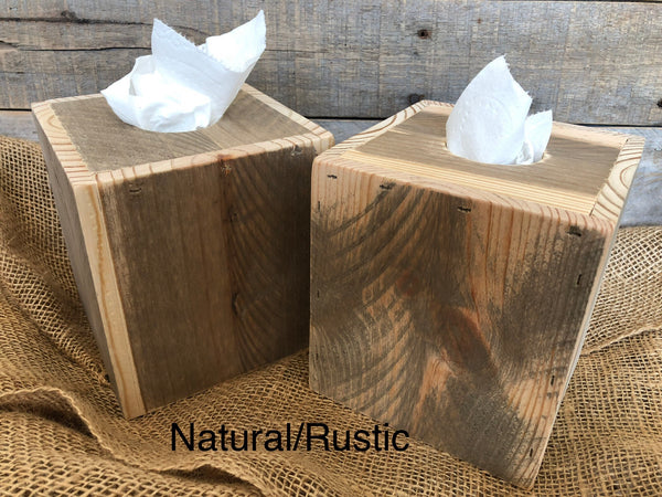 Natural Rustic Wood Tissue Box Cover 