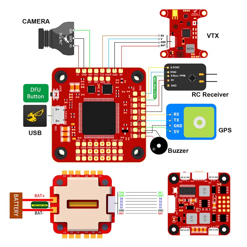 HGLRC FD765 F7 FC & 65A BL_Heli 4in1 3-6s ESC Stack 13 - HGLRC