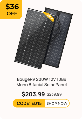 BougeRV 200W 12V 10BB Mono Bifacial Solar Panel