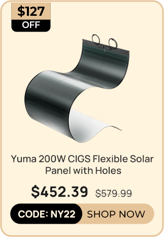 BougeRV Yuma 200W CIGS Thin-film Flexible Solar Panel with Pre-Punched Holes