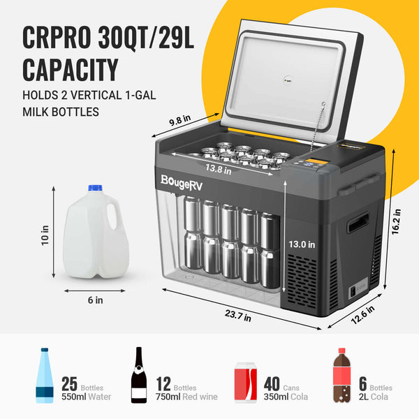 CRPRO30 30 Quart 12V Portable Car Fridge Freezer