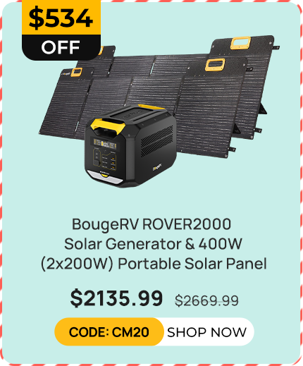 BougeRV ROVER2000 Power Station & 400W(2x200W) Portable Solar Panel