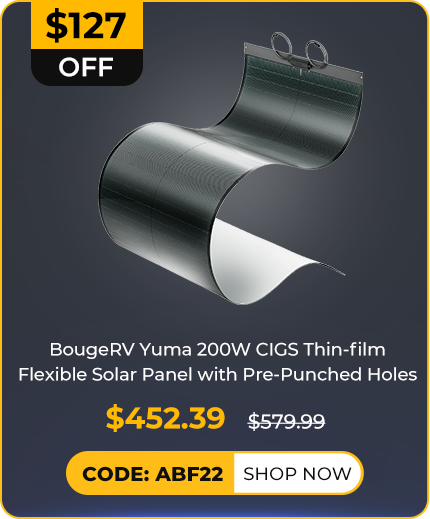 BougeRV Yuma 200W CIGS Thin-film Flexible Solar Panel with Pre-Punched Holes