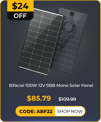 BougeRV 100W 12V 9BB Mono Bifacial Solar Panel