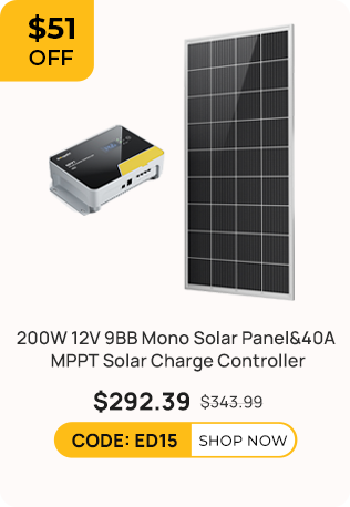 200W 12V 9BB Mono Solar Panel&40A MPPT Solar Charge Controller