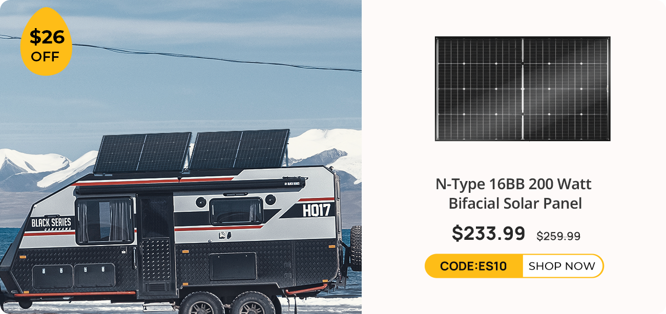 BougeRV 16BB N-Type 200 Watt Bifacial Solar Panel