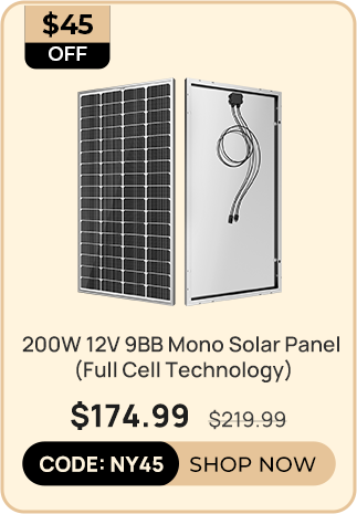 BougeRV 200W 12V 9BB Mono Solar Panel (Full Cell Technology)