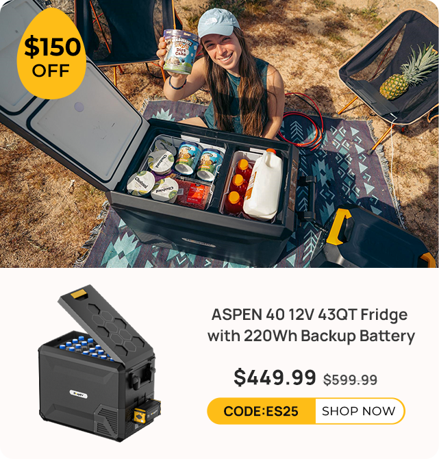 ASPEN 40 12 Volt 43QT Fridge with 220Wh Backup Battery