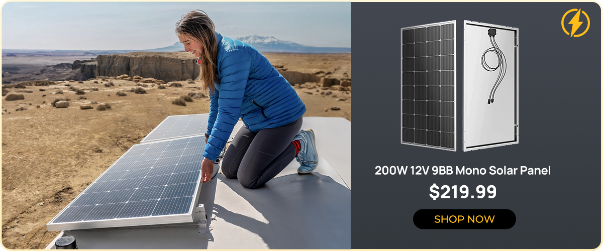 BougeRV 200W 12V 9BB Mono Solar Panel (Full Cell Technology)