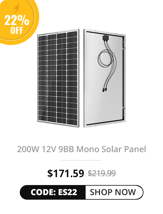 BougeRV 200W 12V 9BB Mono Solar Panel