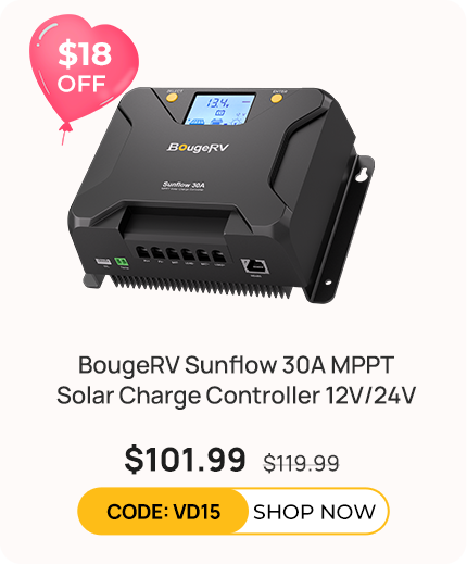 BougeRV Sunflow 30A MPPT Solar Charge Controller 12V/24V