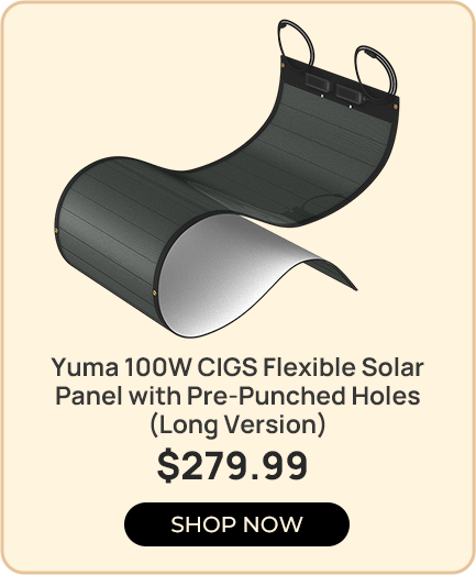 BougeRV Yuma 100W CIGS Thin-film Flexible Solar Panel with Pre-Punched Holes (Long Version)