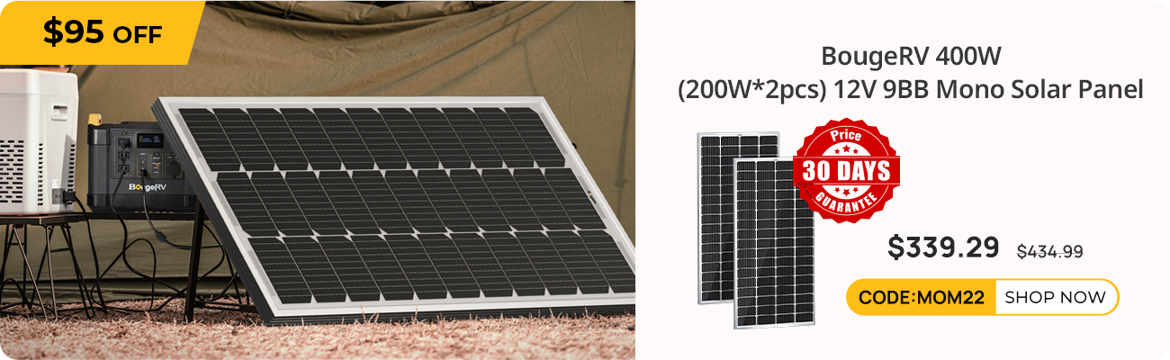 BougeRV 400W (200W*2pcs) 12V 9BB Mono Solar Panel