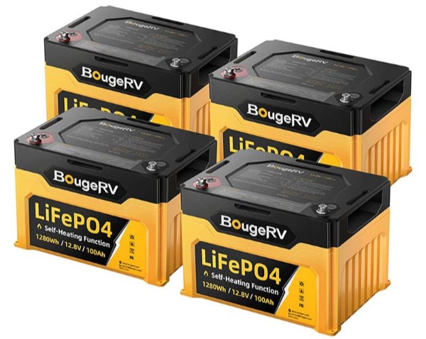 BougeRV LiFePO4batteries waiting to be connected