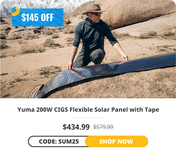 Yuma 200W CIGS Flexible Solar Panel with Tape
