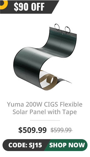 BougeRV Yuma 200W CIGS Thin-film Flexible Solar Panel with Tape