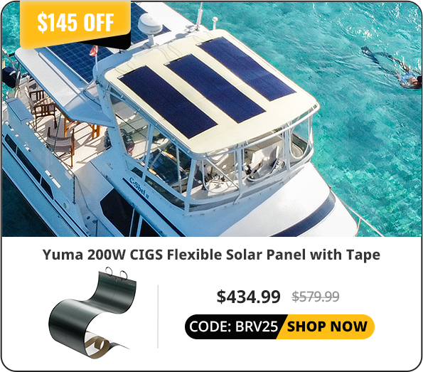 Yuma 200W CIGS Thin-film Flexible Solar Panel with Tape