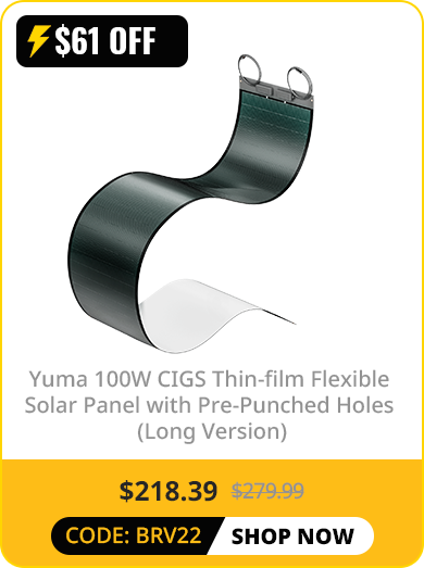 Yuma 100W CIGS Thin-film Flexible Solar Panel with Pre-Punched Holes (Long Version)