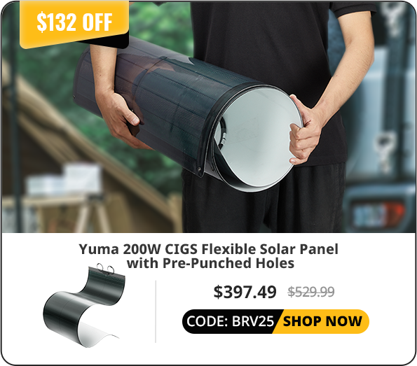 Yuma 200W CIGS Thin-film Flexible Solar Panel with Pre-Punched Holes