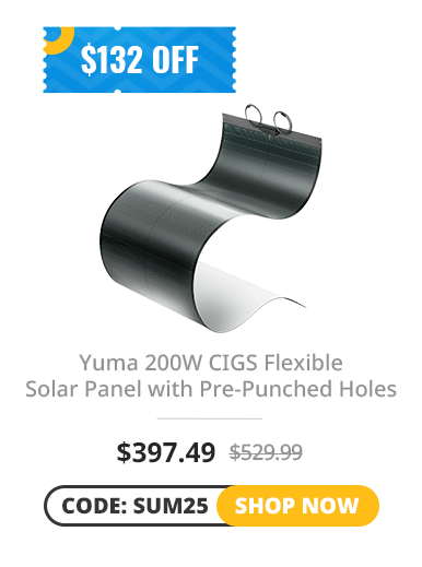 Yuma 200W CIGS Flexible Solar Panel with Pre-Punched Holes