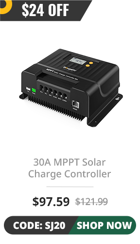 30A MPPT Solar Charge Controller with Bluetooth 12V/24V