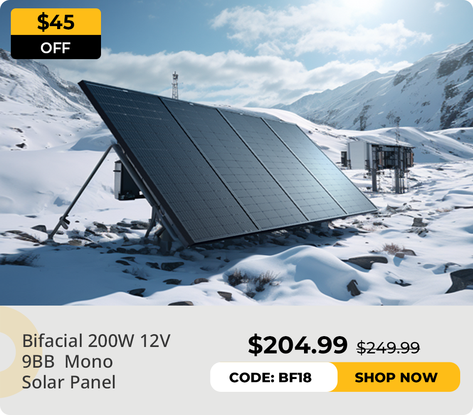 BougeRV 200W 12V 9BB Mono Bifacial Solar Panel