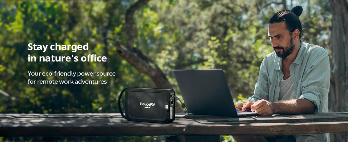 Stay charged in nature’s office using BougeRV’s portable power station
