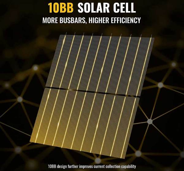 BougeRV 10BB Monocrystalline solar panel with efficiency reaching up to 23%
