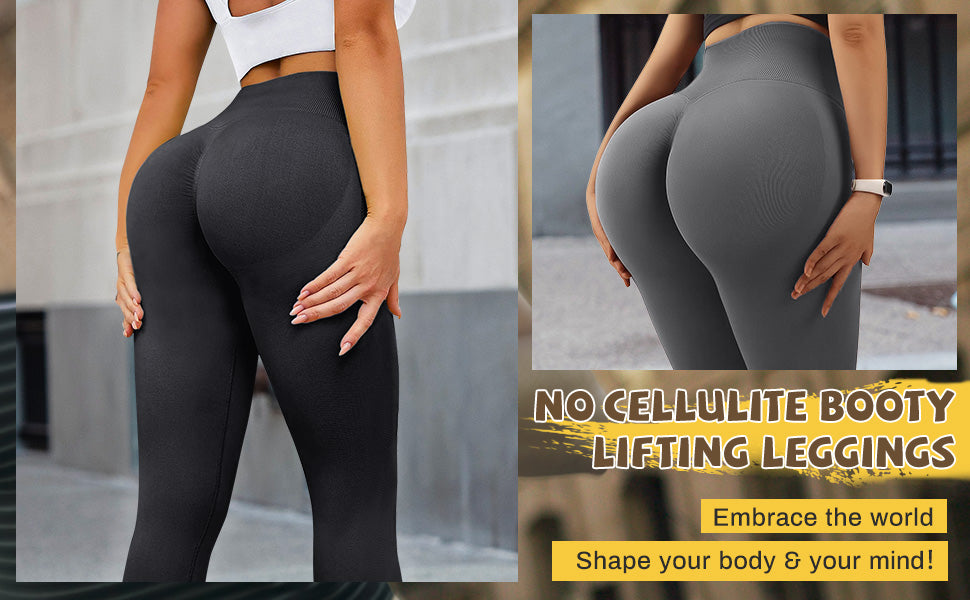 Yoga Basic Yoga Leggings Seamless Scrunch Butt Tummy Control Gym Tights