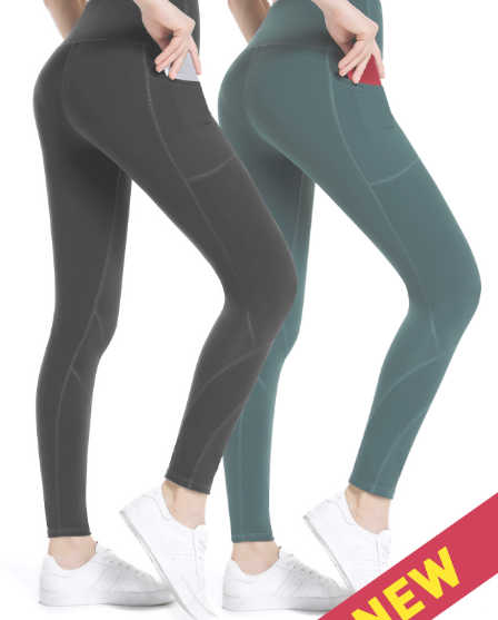 ALONG FIT Soft Mesh Yoga Pants with Side Pockets Workout High