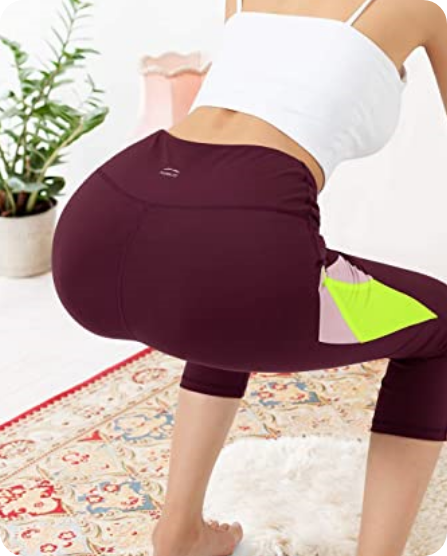 ALONG FIT High Waisted Leggings for Women with 3 Pockets, Tummy