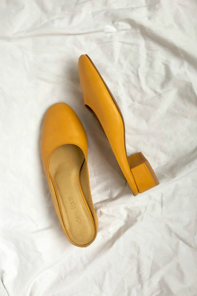 Leather mules Pauline Yellow – SELFIE 