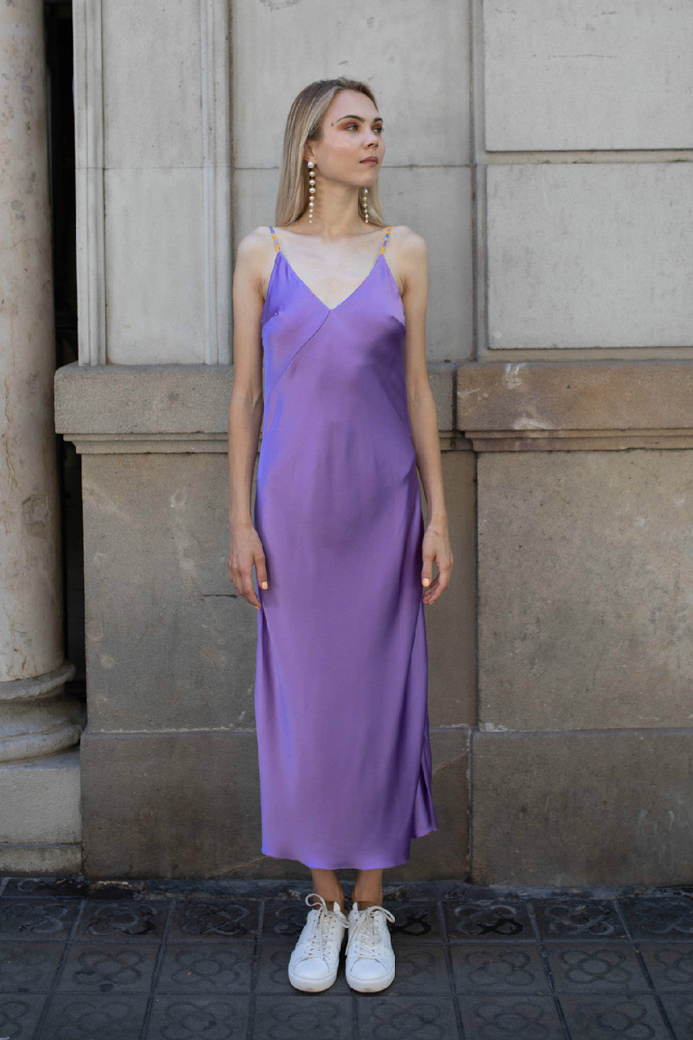 lilac silk dress