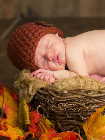 Pumpkin spice button beanie