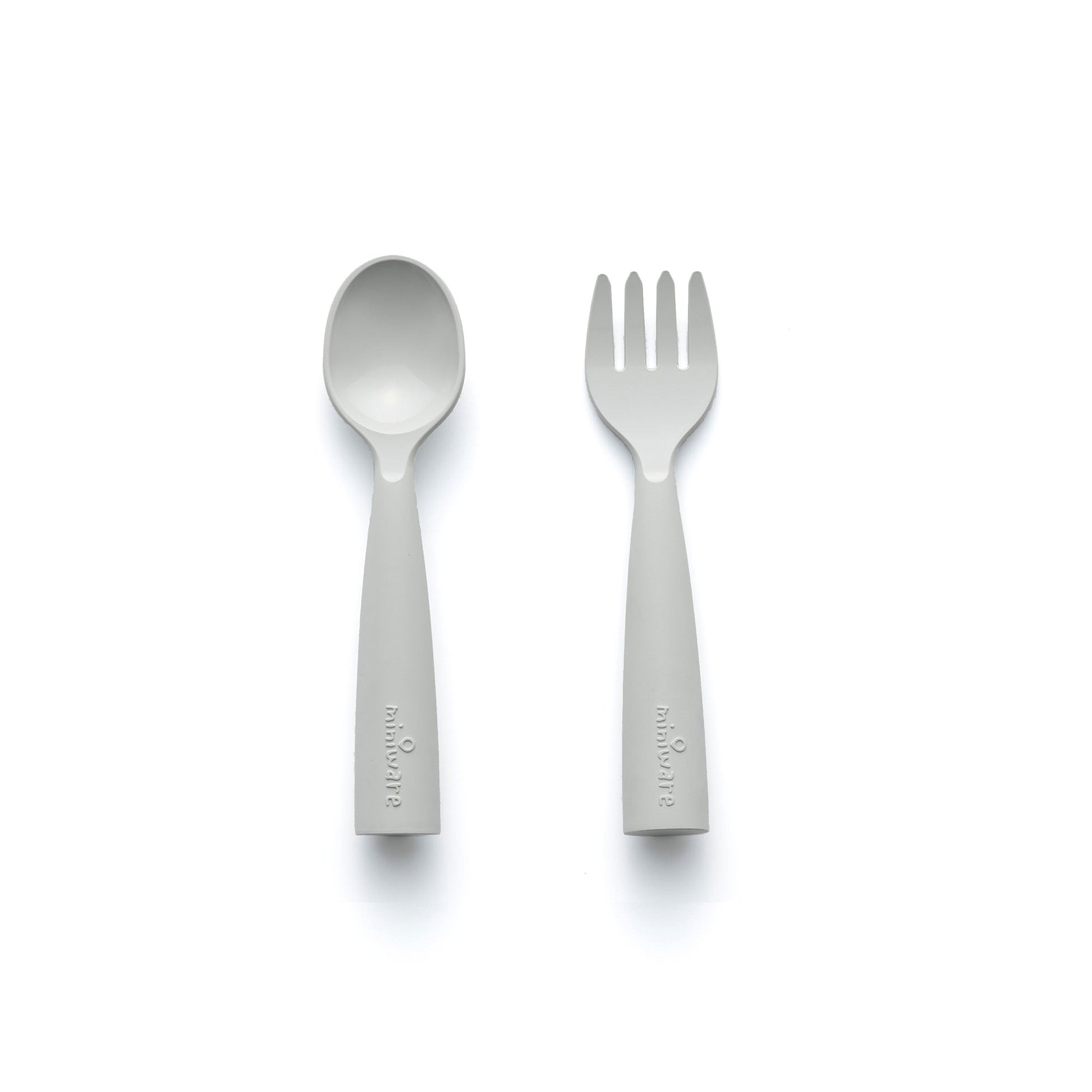 Mushie Kids Fork & Spoon Set, Smoke