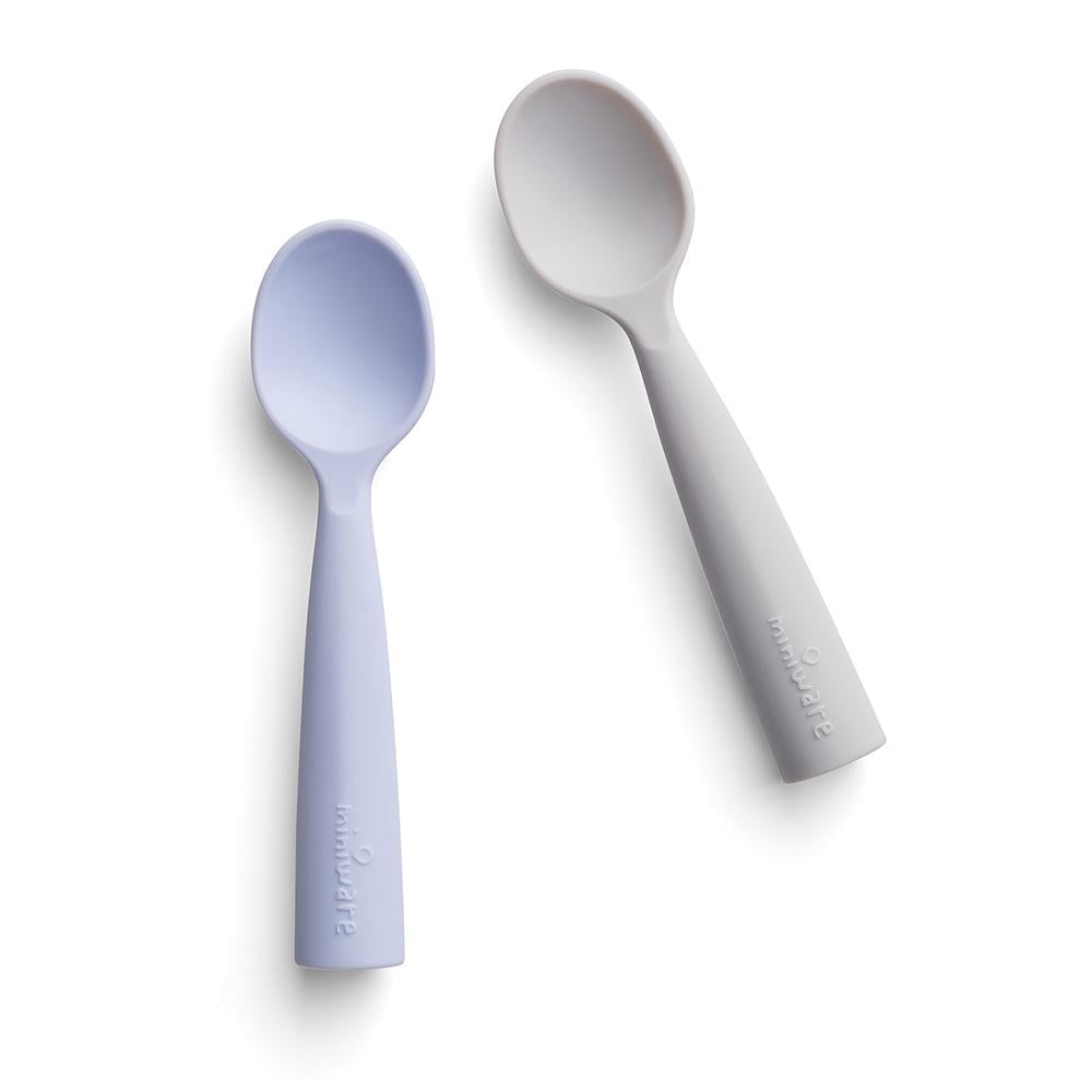 Miniware Silicone Teething Spoon Set - Gray & Aqua