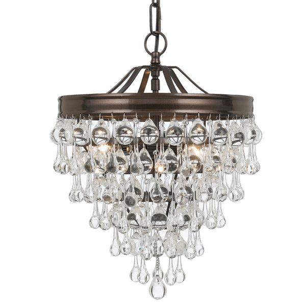 3 Light Vibrant Bronze Transitional Mini Chandelier Draped In Clear Gl ...