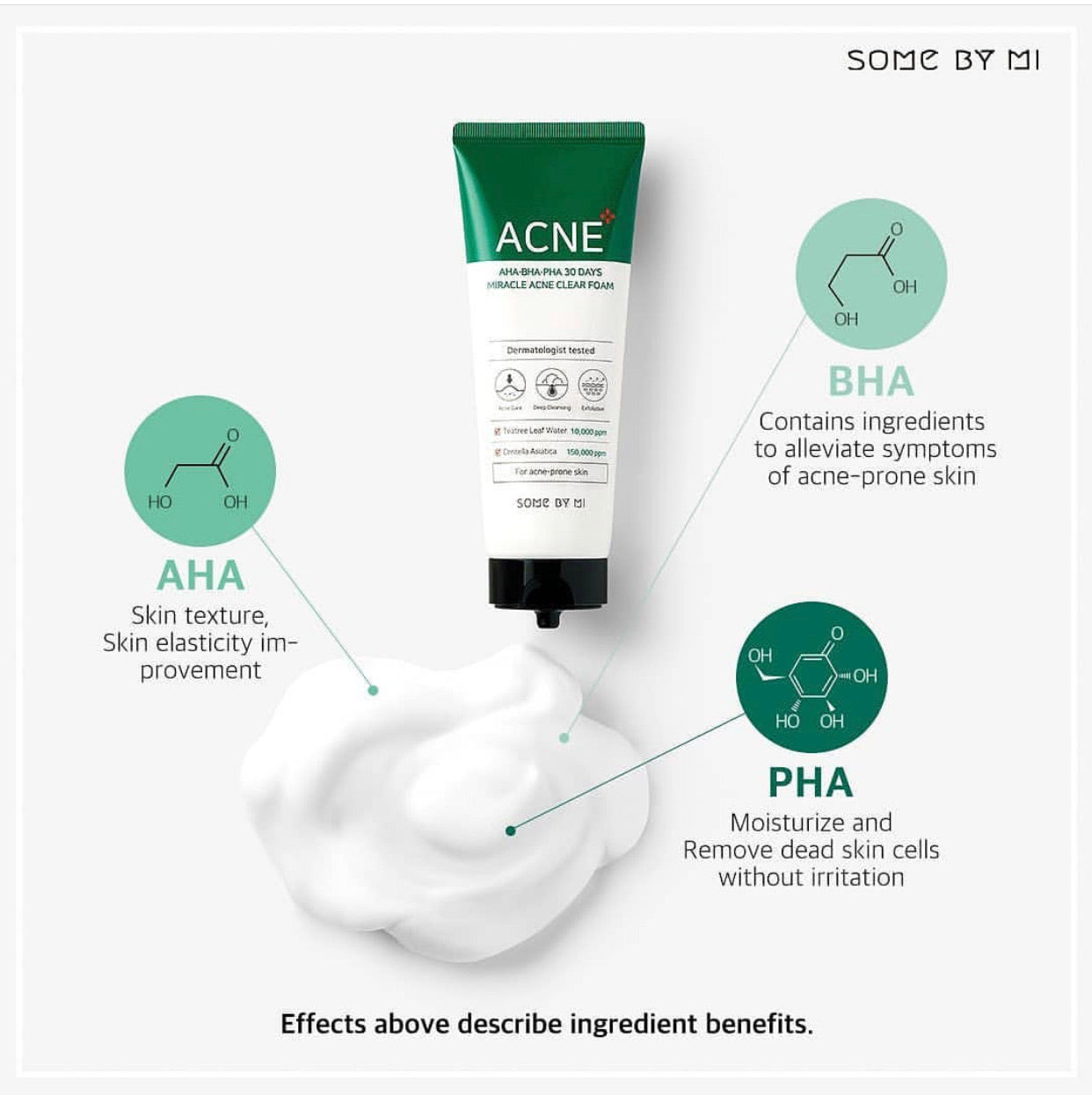 SOME by Mi AHA BHA PHA 30 Days Miracle Acne Clear Foam 100ml- Ginger  Cosmetics