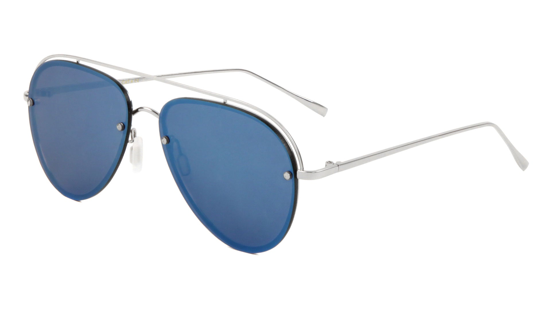 Silver Frame Blue Lens Aviators Wholesale Sunglasses - Frontier Fashion ...