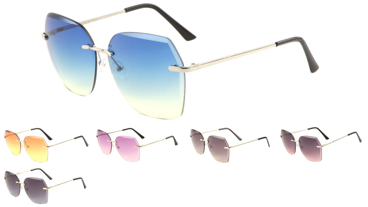 Rimless Butterfly Oceanic Color Wholesale Bulk Sunglasses Frontier Fashion Inc