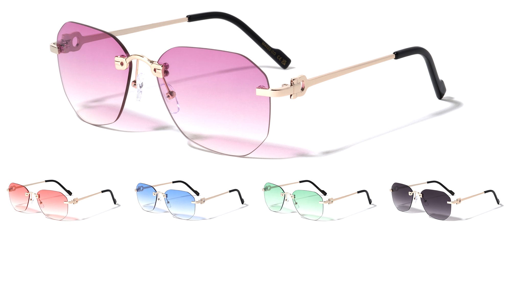 M4022 Co Rimless Rectangle Color Lens Wholesale Bulk Sunglasses Frontier Fashion Inc