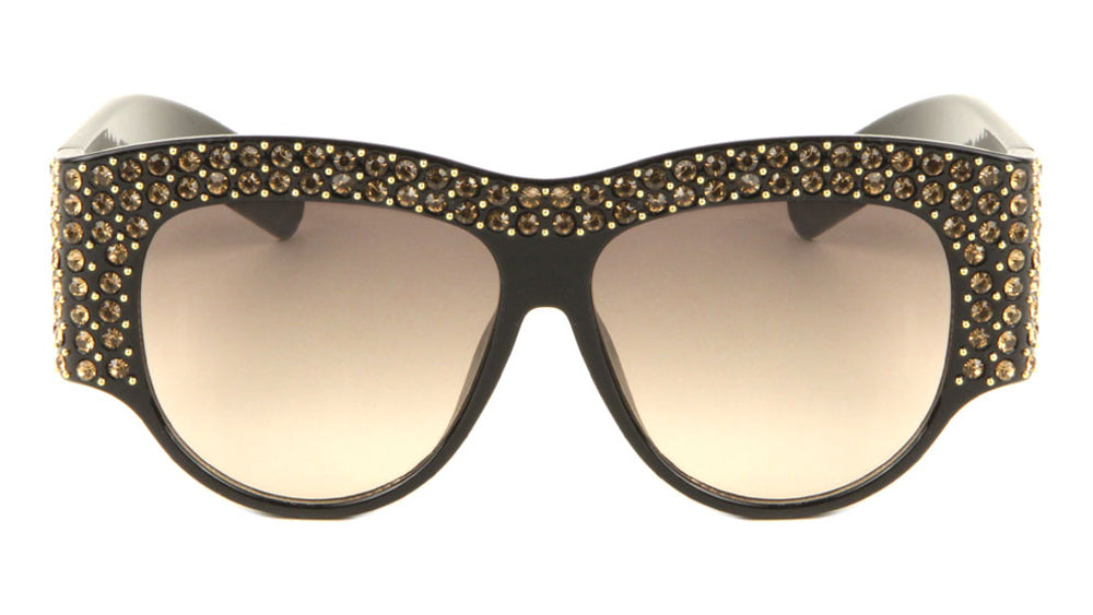 Rhinestoned Thick Frame Wholesale Fashion Sunglasses - Frontier Fashion ...
