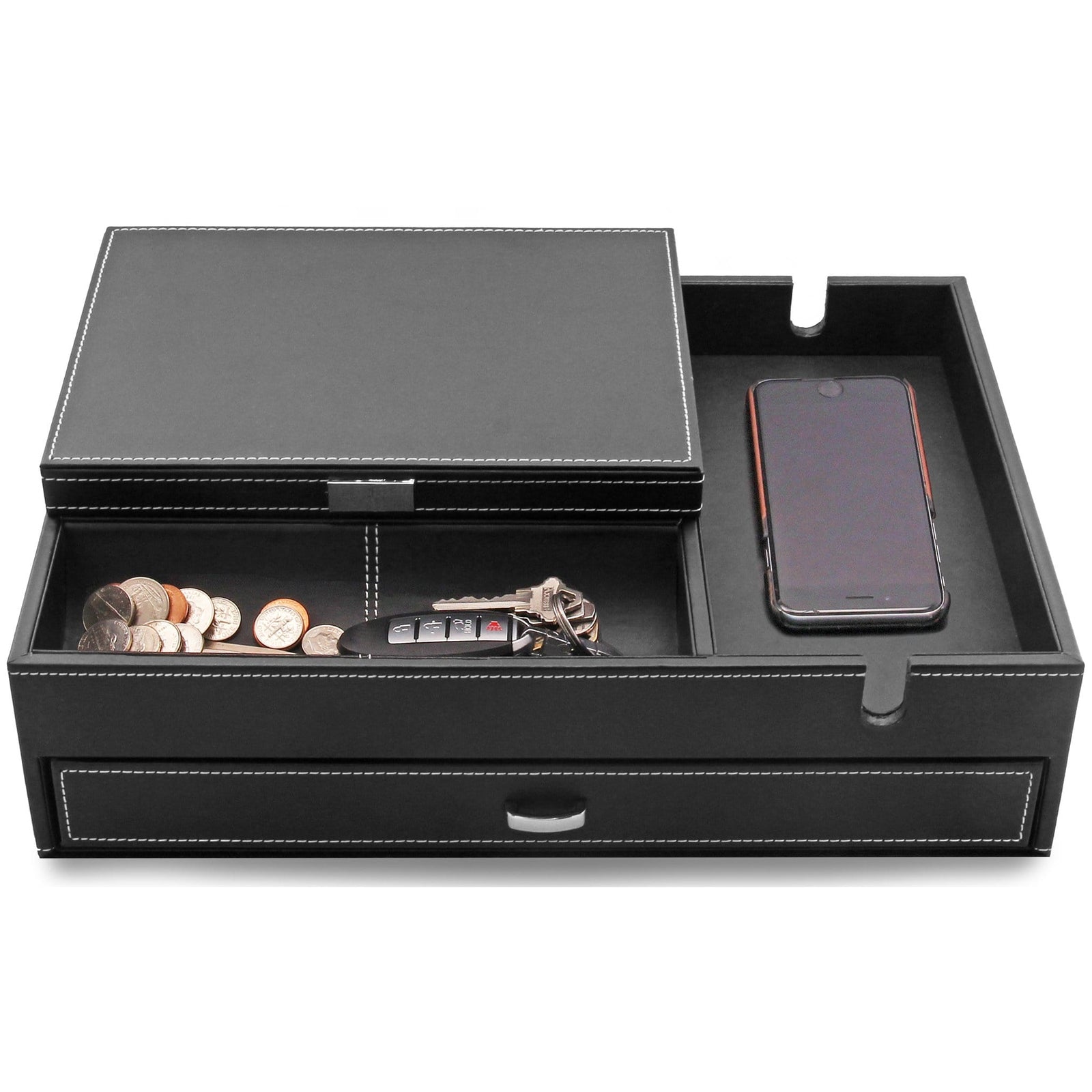 Admiral - Big Dresser Valet Box Organizer with Large Smartphone Chargi ...