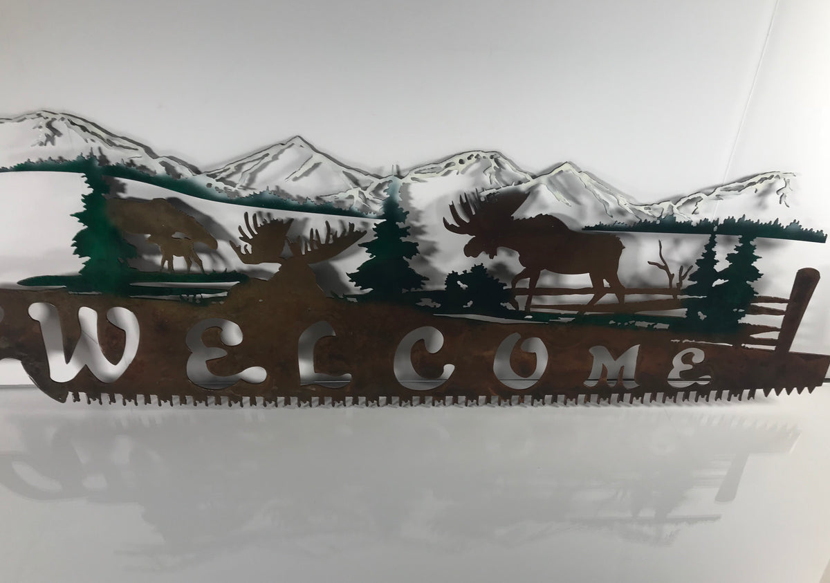 Alaska Moose Metal Art "Welcome Sign" - AK Metal Arts and ...