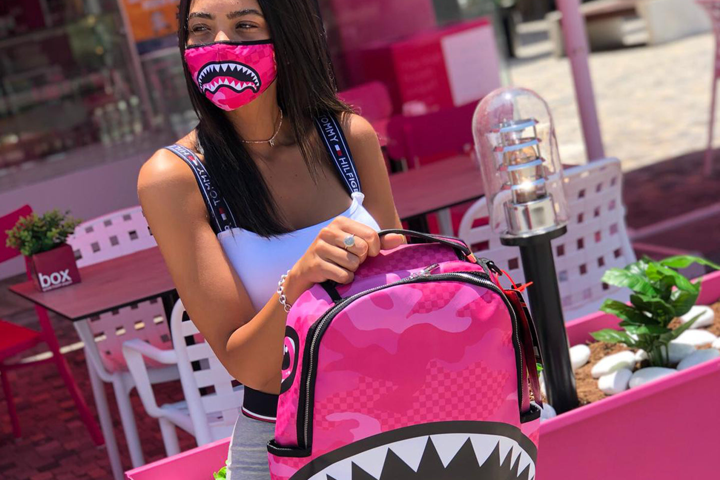 SPRAYGROUND DROP ZONE BACKPACK - Camo Bag w/ Pink Shark Mouth - Limited  Edition