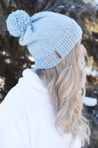 Dakota Pom Pom Hat – Basic Beginner Knit Hat with Large Pom Pom Using ...