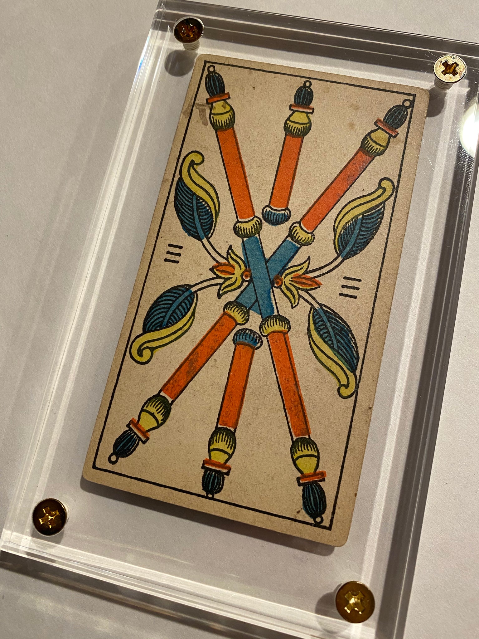 “3 Of Wands” Historical Antique Hand Painted Tarot Card 1890s