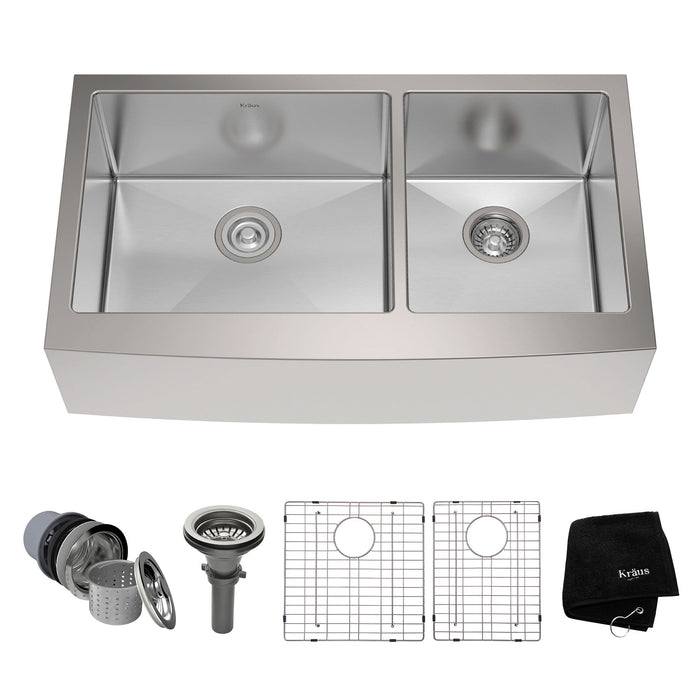 Kraus Khf203 36 36 Inch Farmhouse Double Bowl Stainless Steel Kitchen Sink With Noisedefend Soundproofing